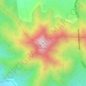 Mappa topografica Cerro La Región, altitudine, rilievo