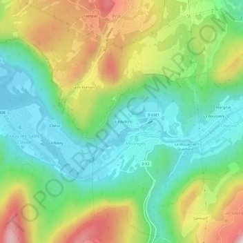 Mappa topografica Le Pavillon, altitudine, rilievo