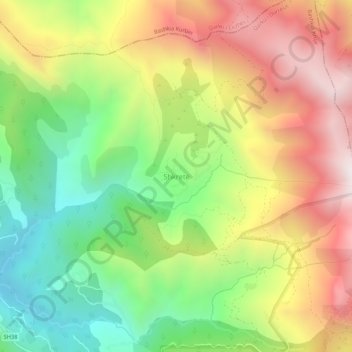 Mappa topografica Shkretë, altitudine, rilievo