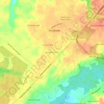 Mappa topografica Livingston Grove, altitudine, rilievo