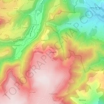 Mappa topografica Trossagne, altitudine, rilievo