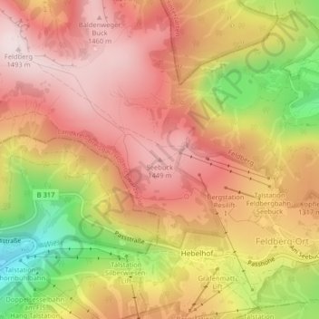 Mappa topografica Seebuck, altitudine, rilievo