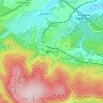 Mappa topografica Elgersburg, altitudine, rilievo