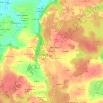 Mappa topografica Les Alliers, altitudine, rilievo