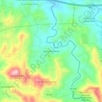 Mappa topografica Sector El Counte, altitudine, rilievo