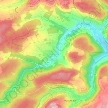 Mappa topografica Beihingen, altitudine, rilievo