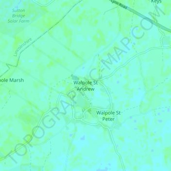 Mappa topografica Walpole St Andrew, altitudine, rilievo
