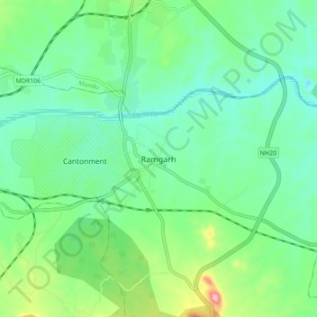 Mappa topografica Ramgarh, altitudine, rilievo