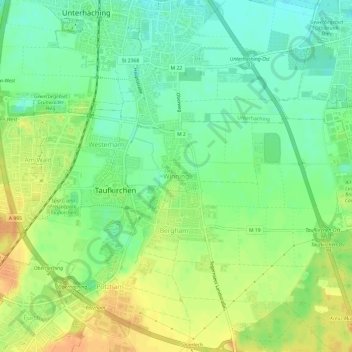 Mappa topografica Winning, altitudine, rilievo