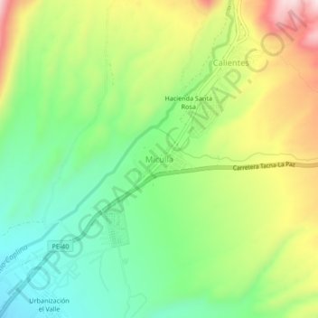 Mappa topografica Miculla, altitudine, rilievo