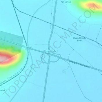 Mappa topografica Chandikhol, altitudine, rilievo