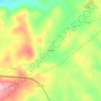 Mappa topografica Penn Run, altitudine, rilievo