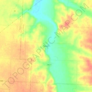 Mappa topografica Pioneer, altitudine, rilievo