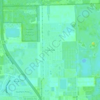 Mappa topografica Citrus Park, altitudine, rilievo