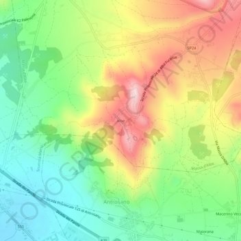 Mappa topografica Albe, altitudine, rilievo