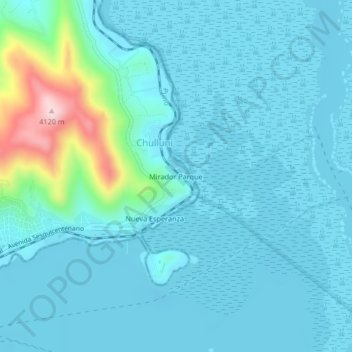 Mappa topografica Mirador Parque, altitudine, rilievo