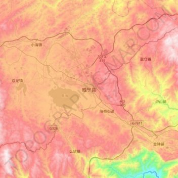 Mappa topografica 威宁县, altitudine, rilievo