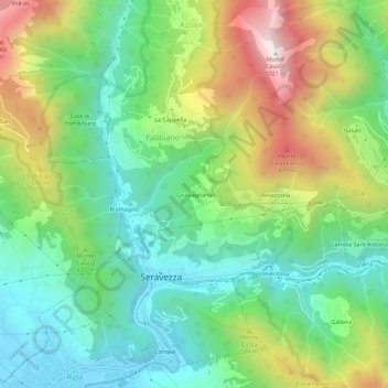 Mappa topografica Giustagnana, altitudine, rilievo