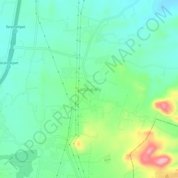 Mappa topografica Saddupally, altitudine, rilievo