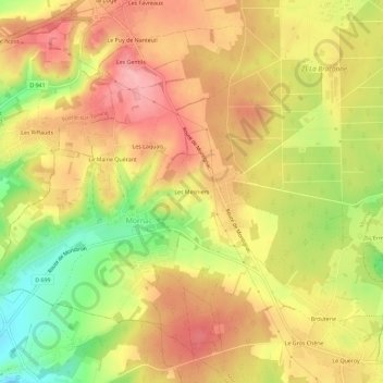 Mappa topografica Les Mesniers, altitudine, rilievo