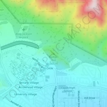 Mappa topografica Badger Hill, altitudine, rilievo