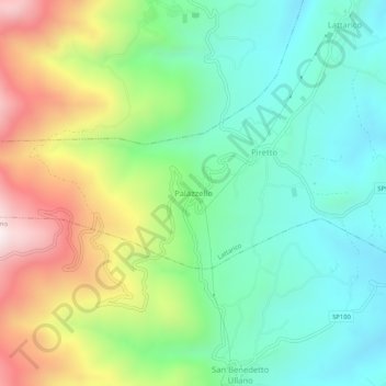 Mappa topografica Palazzello, altitudine, rilievo