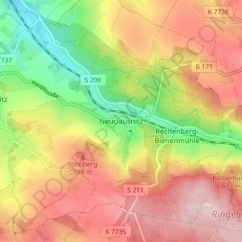Mappa topografica Neuclausnitz, altitudine, rilievo