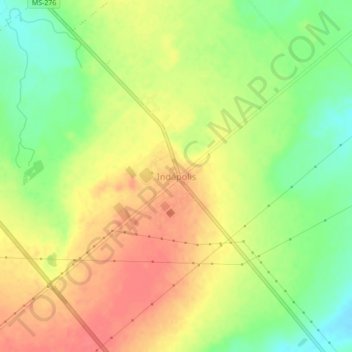 Mappa topografica Indápolis, altitudine, rilievo