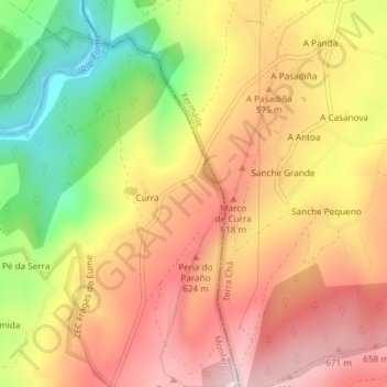 Mappa topografica Marco de Curra, altitudine, rilievo