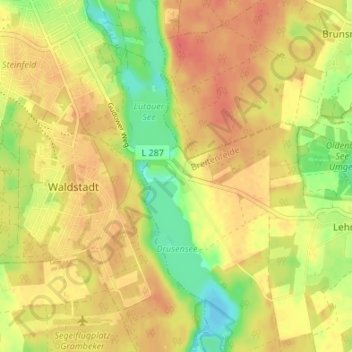 Mappa topografica Drüsen, altitudine, rilievo