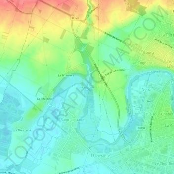 Mappa topografica La Roussille, altitudine, rilievo