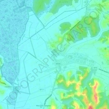 Mappa topografica Stabbia, altitudine, rilievo