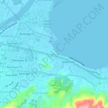 Mappa topografica Lapasan, altitudine, rilievo