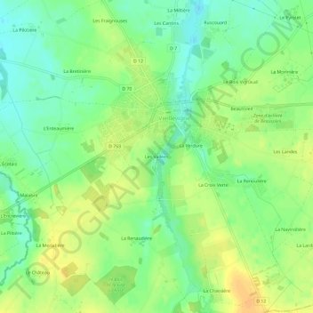Mappa topografica Les Vallées, altitudine, rilievo