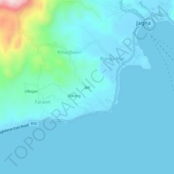 Mappa topografica Ipil, altitudine, rilievo