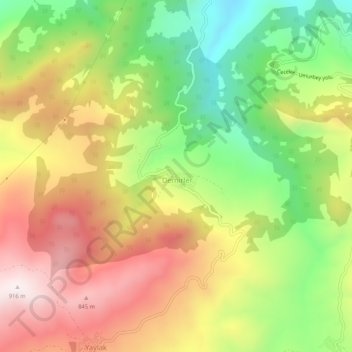 Mappa topografica Demirler, altitudine, rilievo