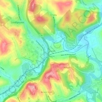 Mappa topografica Murry Hill, altitudine, rilievo