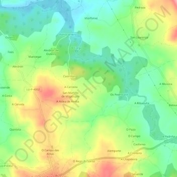 Mappa topografica Vilapoupre, altitudine, rilievo