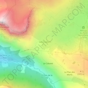 Mappa topografica Col du Petit Mont Cenis, altitudine, rilievo