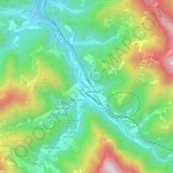 Mappa topografica Vernante, altitudine, rilievo