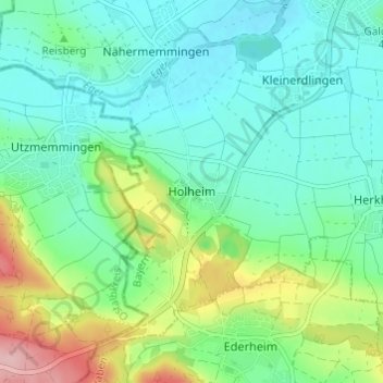 Mappa topografica Holheim, altitudine, rilievo