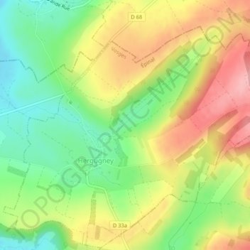 Mappa topografica Mehachamp, altitudine, rilievo