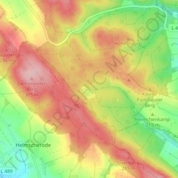 Mappa topografica Rolfshagen, altitudine, rilievo