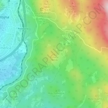 Mappa topografica Jelovica, altitudine, rilievo
