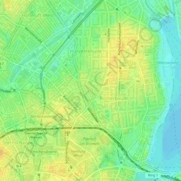 Mappa topografica Grindel, altitudine, rilievo