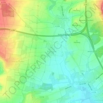Mappa topografica Biesingen, altitudine, rilievo