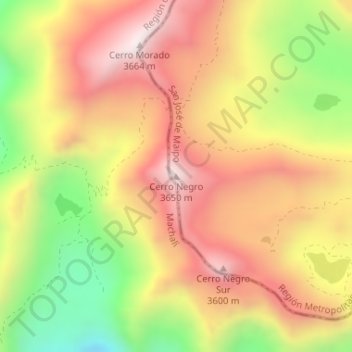 Mappa topografica Cerro Negro, altitudine, rilievo