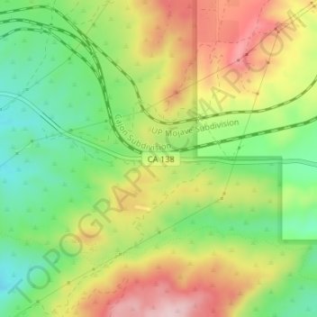Mappa topografica Cajon Pass, altitudine, rilievo