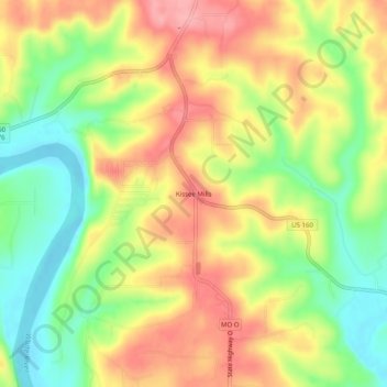 Mappa topografica Kissee Mills, altitudine, rilievo