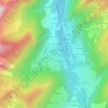 Mappa topografica Le Promérat, altitudine, rilievo